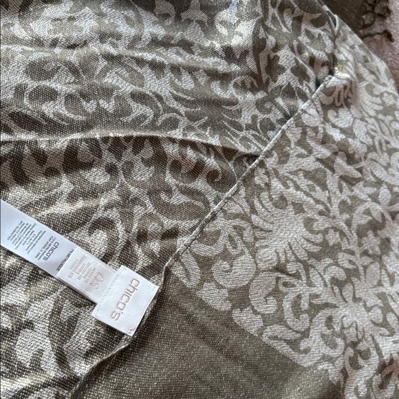 Chico's Metallic Gold and Sage Green Scarf - Picture 6 of 8